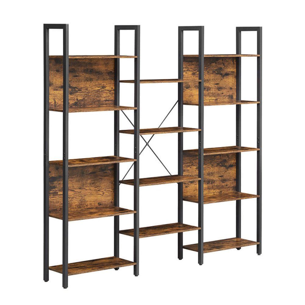 Bragg Luanda Storage Bookcase Shelf, 14 Shelves, Brown