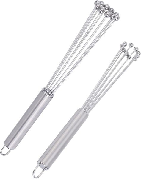 2Pieces Ball Whisks, 12 Inch and 10 Inch Egg Whisks, Stainless Steel Mixer