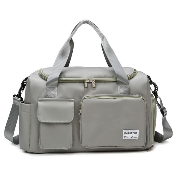 Sports Gym and Travel Duffel Bag with Wet Pocket &amp; Shoes Compartment - Grey