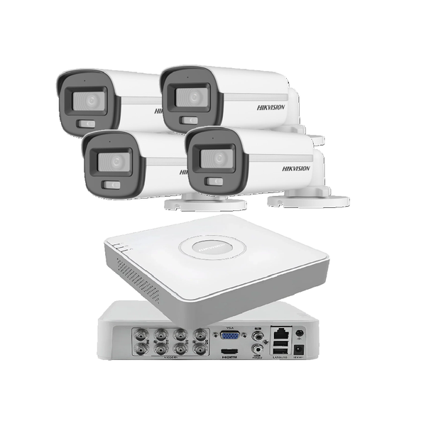 Hikvision 8CH DVR + 4 Bullet 24/7 Color Audio Cameras | SBR Bundle