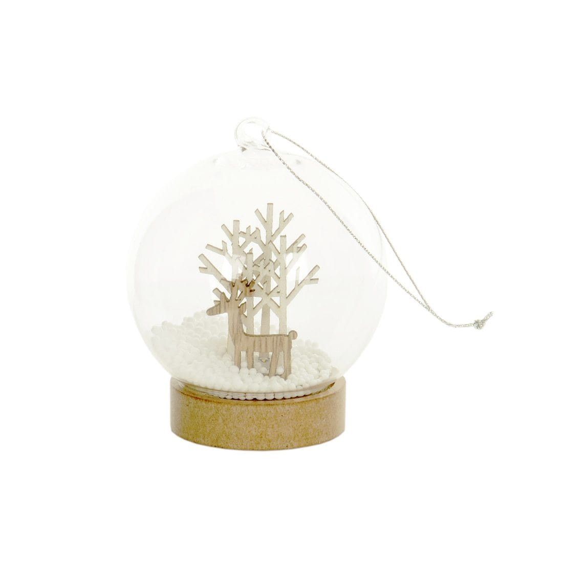 Light Up Bauble Reindeer & Twig Trees In Snow Christmas Decoration
