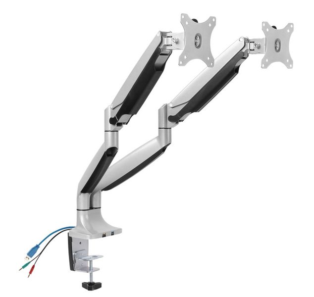 Interactive Counterbalance Dual Monitor Arm with USB &amp; Audio Port