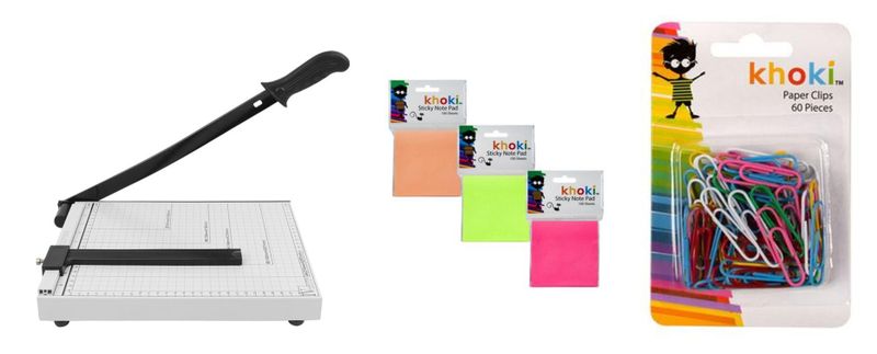 Paper Cutter A4 Plus Khoki Paper Clips And Sticky Notes