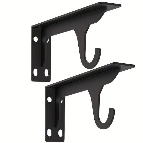 Tool DIY 2pcs Heavy-Duty Metal Wall Hooks with Shelf Brackets (28cm)