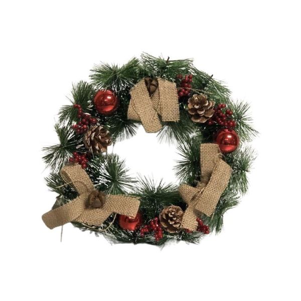 Poinsettia Cone and Berry Wreath 25cm