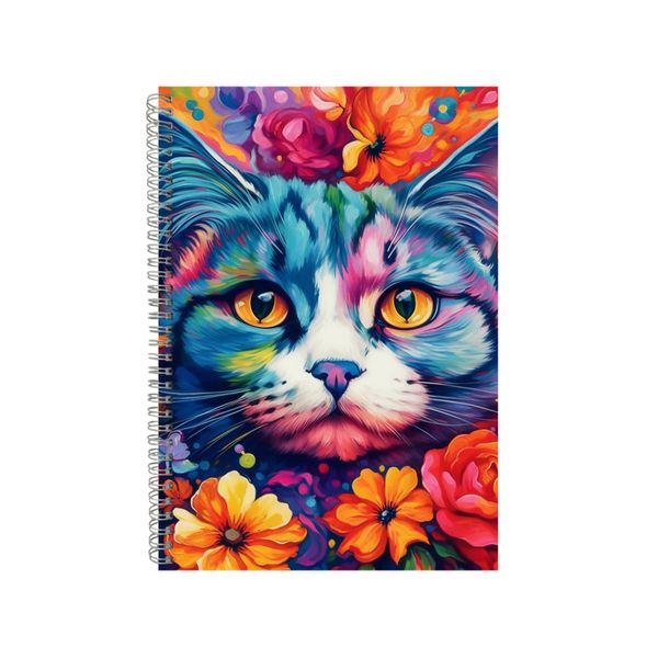Shorthair British Cat Flowers Neon Notebook Gift Idea A4 Notepad Pad 76