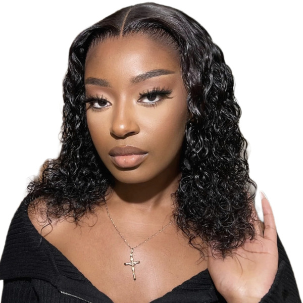 Geebuy 14 inch Curly Wig Free Parts 13X4 Water Wave Vietnam Brazilian 15A