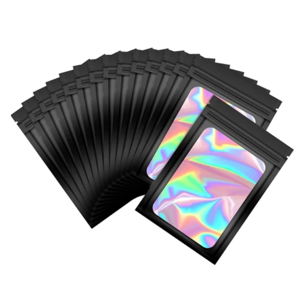 Resealable Holographic Mylar Gift travel food bags - 10x15cm - 500 Pack