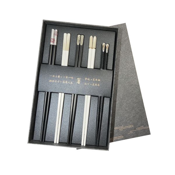 Chinese PPS Alloy Chopsticks 22-24cm 5 Pairs Different Styles