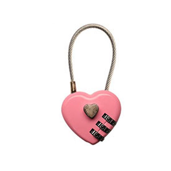 3-Digit Steel Wire Rope Heart Password Lock Luggage Backpack Universal