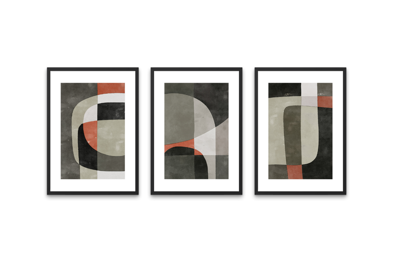 Framed Modern Abstract Prints - Set of 3