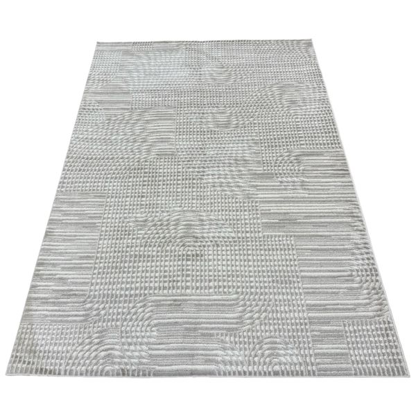 ROYAL RUGS - Grey Abstract Subtle 3D Effect Thin Pile Rug - 230 x 160 cm
