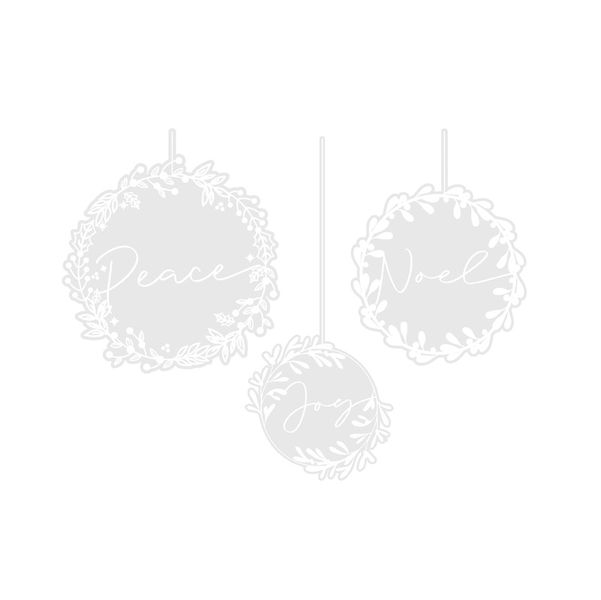 Deck The Halls - White Wreath Christmas Window Stickers