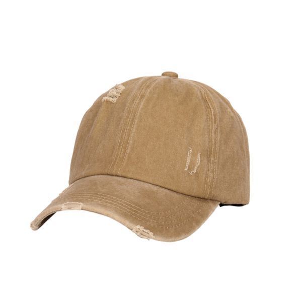 Women's Ponytail Hat Ripped Baseball Cap Adjustable Sports Cap with Hook &amp; Loop