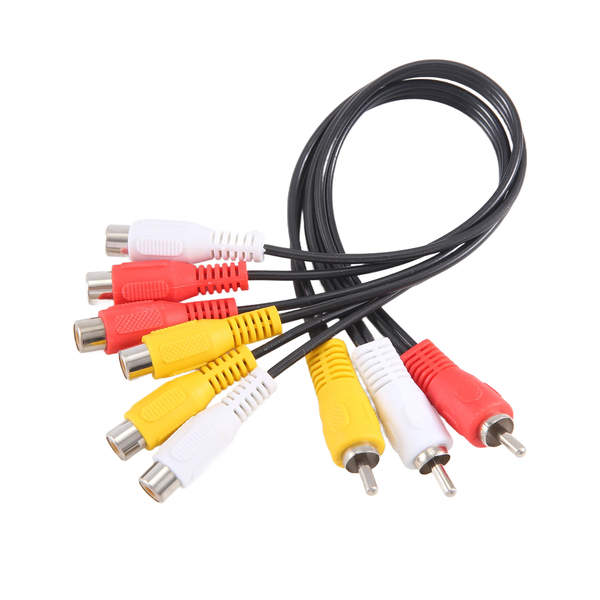 3 RCA Male Jack to 6 RCA Female Audio Video AV Adapter Cable