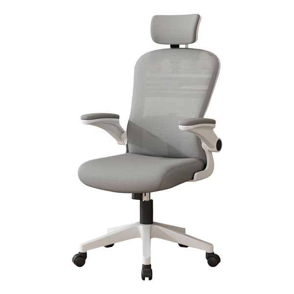 NOVOGRACZ Office ERGONOMIC Premium Mesh Chair - PEARL WHITE with Grey Mesh