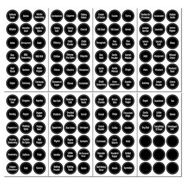144 Printed Spice Jar Label Stickers (Diameter 3.8cm)