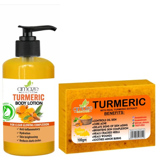 Amaze Skincare Turmeric Body Lotion and Amaze Skincare Turmeric Bath Soap
