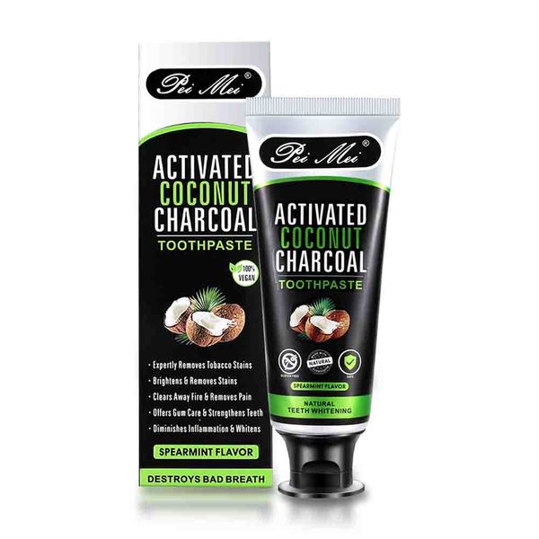 PeiMei Activated Coconut Charcoal 100% Vegan Teeth Whitening Toothpaste