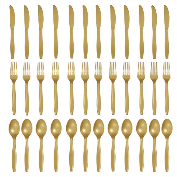 Party Gift Novelty Plastic Utensil Spoon, Knife and Fork Jumbo Set of 36