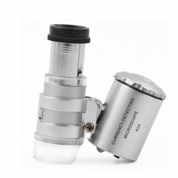 60X Portable Mini Microscope with LED &amp; UV Light, Jewellery Loupe Magnifier