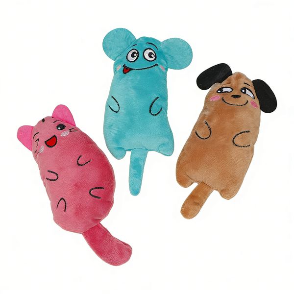 3 Pack Catnip Toys Interactive Teeth Cleaning Plush Toys for Indoor Cats