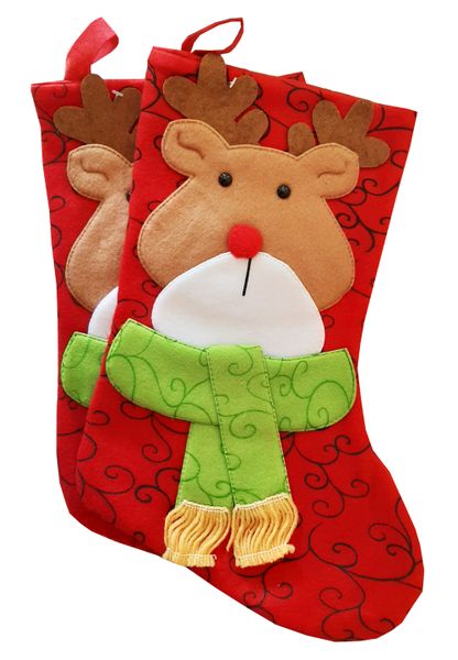 2pc Large Christmas Hanging Stocking - Raindeer