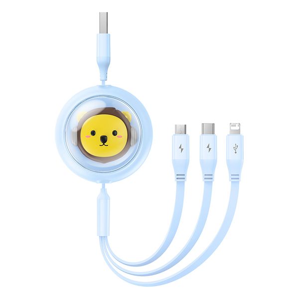 Baseus Leo Retractable Charging Cable 3-in-1 USB to M+L+C 3.5A 1.1m