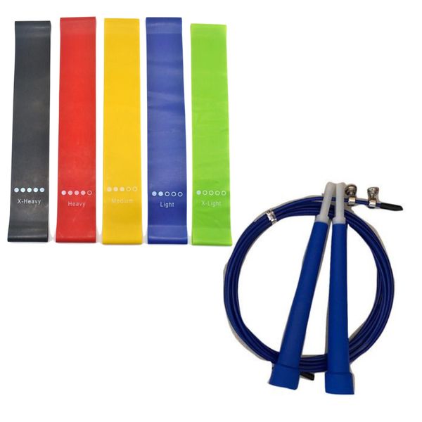 Sport Resistant Bands Set of 5 &amp; Speed Skipping Rope