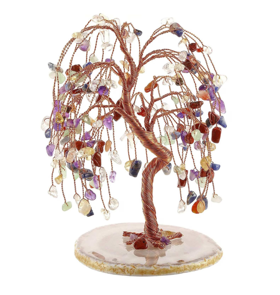 Tree of Life, Crafted from Natural Chakra Crystals, Suitable for Meditation