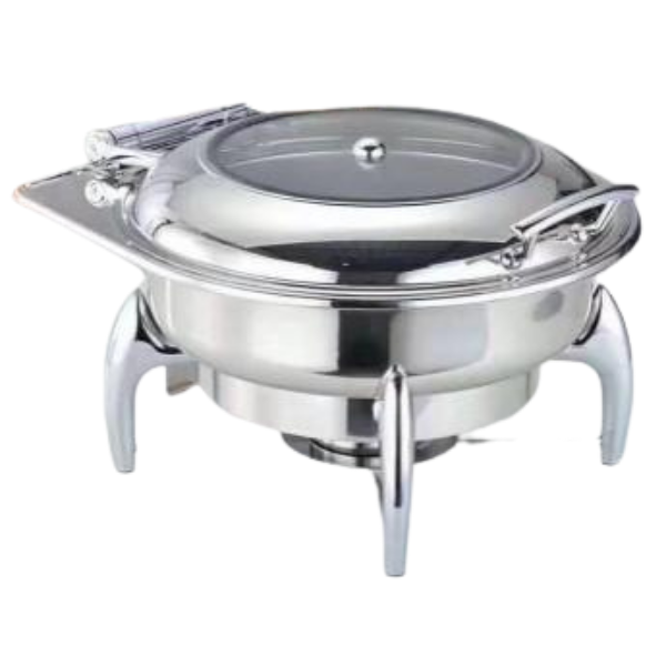 Castello Chafing Round Dish On Stand Glass Lid