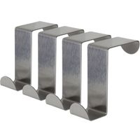 Stainless Steel Metal Over Door Hooks (Set of 4)