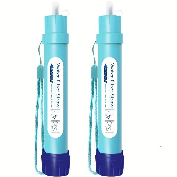 2×Outdoor Filter Straw for Wilderness Camping and Survival Aid Supplies