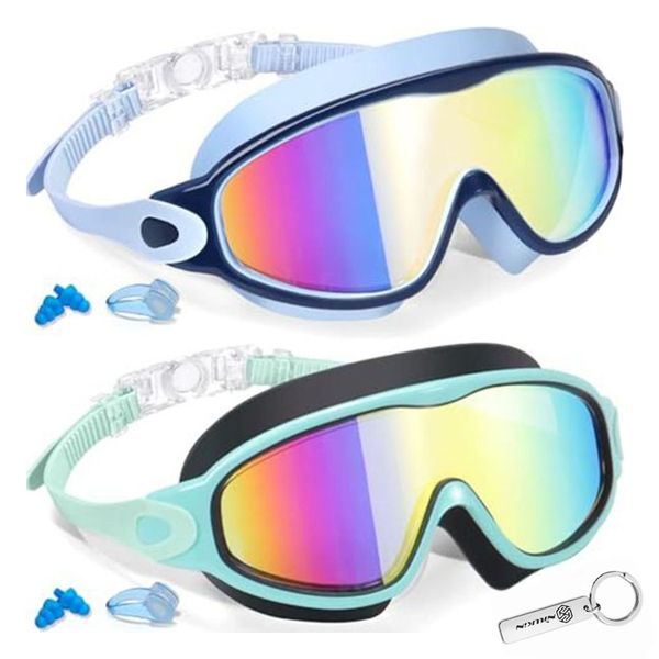 2 Pcs Swimming Goggles UV Protection Leakproof Anti Fog Goggles for Youth