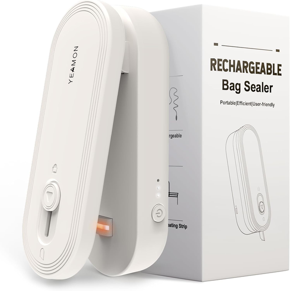 Mini Bag Sealer and Cutter, 1800mAh Rechargeable Chip Bag Sealer