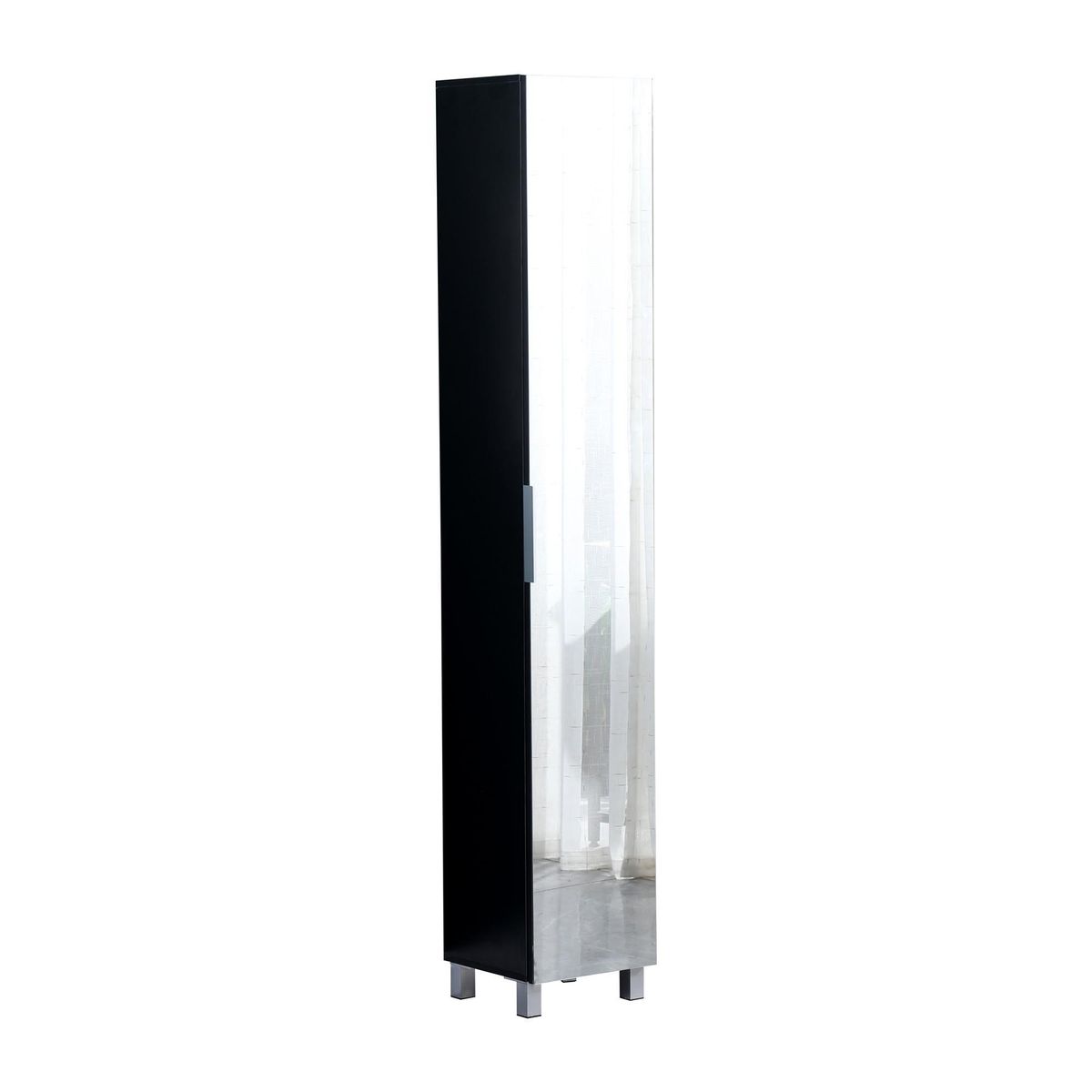 Hazlo Floor Standing Mirrored Bathroom with 6 Shelves Black
