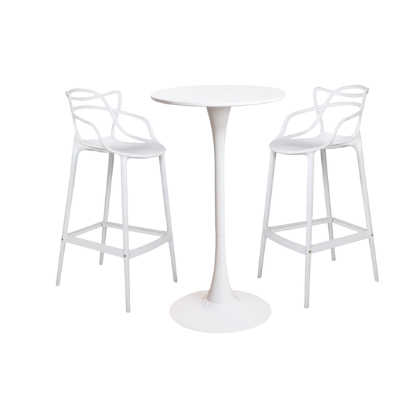 2 High Leg Kitchen Bar Stool And Modern Round Bar Table with Pedestal Base