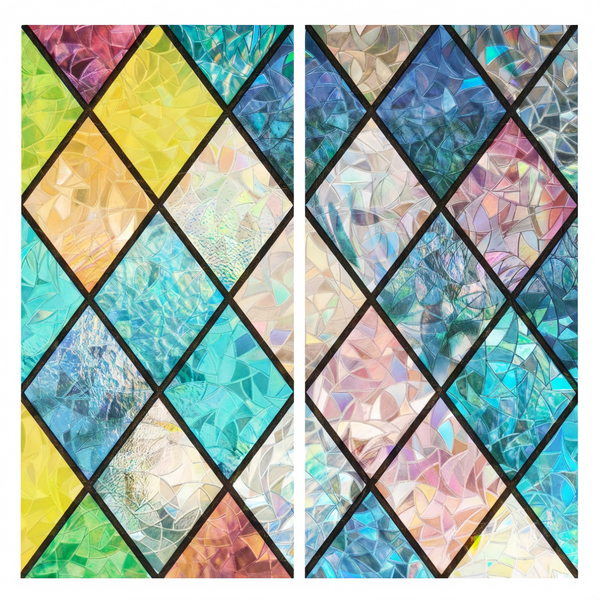 2-Pack Rainbow Stained Glass Window Privacy Film, Static Cling, 3d Uv Block
