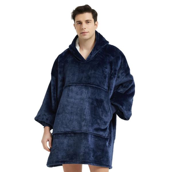 Over-sized Navy Fleece Hoodie - One Size