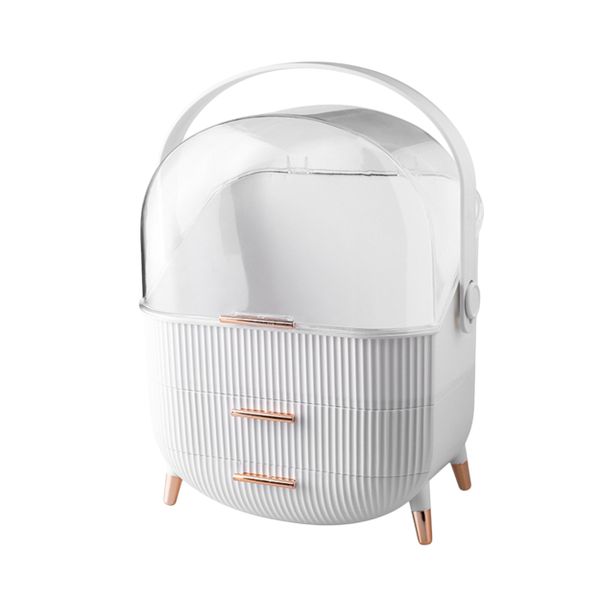 3-Tier Portable Cosmetic Organizer with Transparent Dome Cover