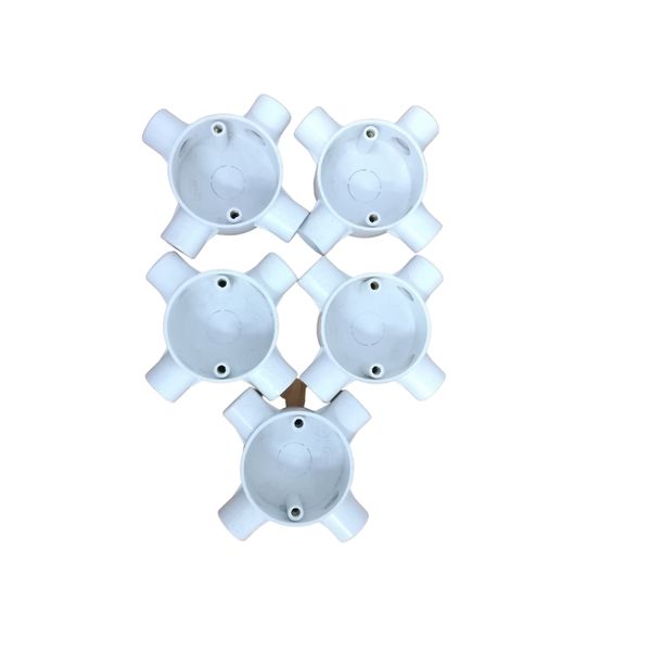 20mm 4 Way Round Conduit Box - 5 Pack