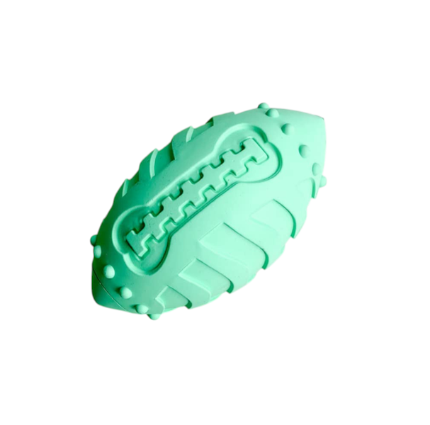 Bite-Resistant Squeaky RugbyBall Dog Chew Toy Teeth Cleaning 15×7.6cm