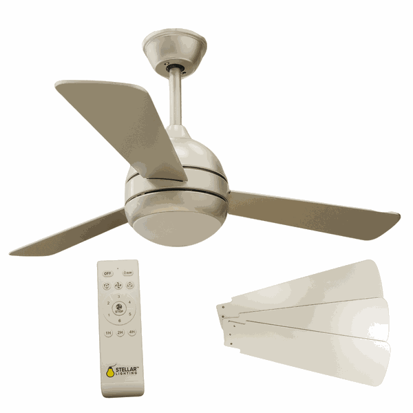 Stellar Lighting Ceiling Fan with Light and Remote 3 Silver Blades 42 Inch