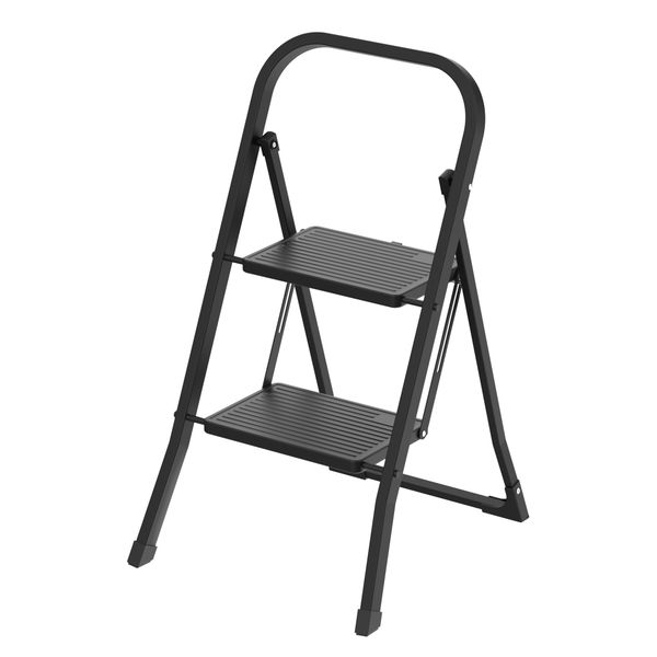 CASA Folding Step Ladder - Steel &amp; Plastic - 2 Steps - Black