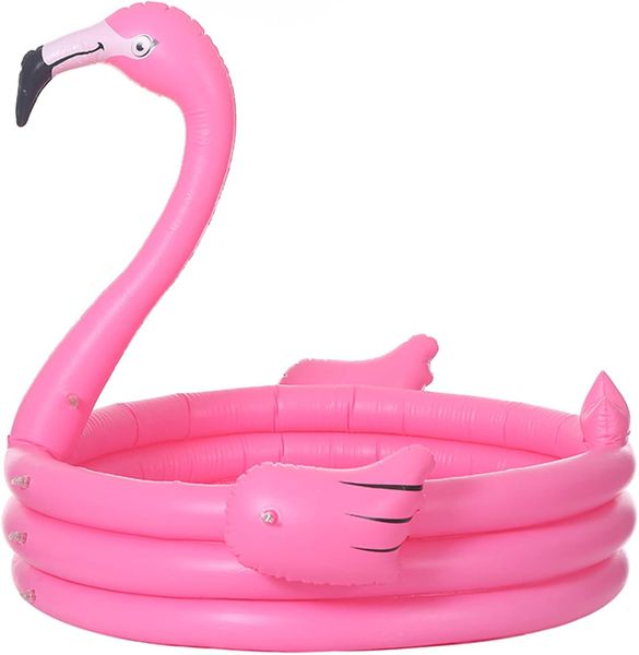 Two Ring Rectangular Flamingo Inflatable Swimming Pool