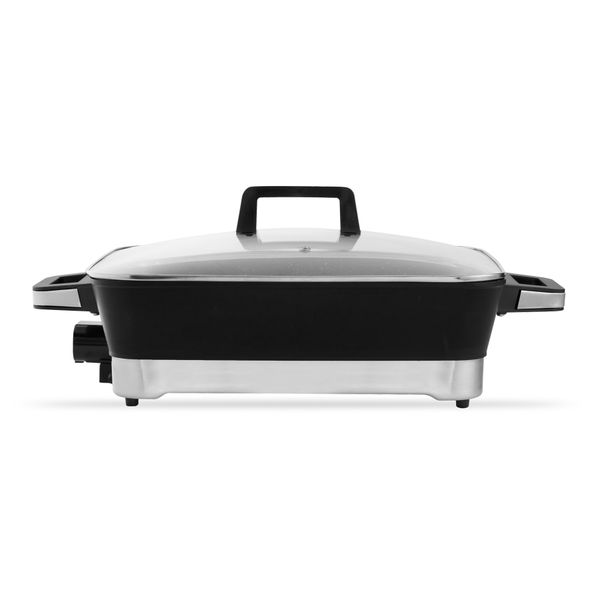 Taurus Frying Pan Electric With Glass Lid Non-Stick Black 380 X 320 X 75mm
