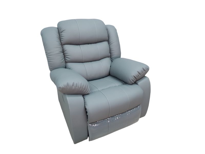 Light Grey Euro Leather Recliner Sofa Chair