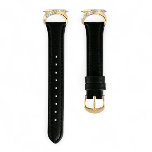 Luxury Leather Watch Band compatible with Samsung Galaxy Watch, 20mm, Black