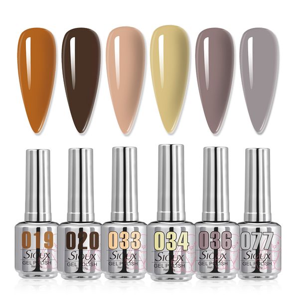 Sioux Earthy Neutrals Gel Polish Collection - 6 Piece (15ml Each)