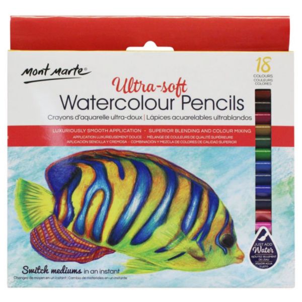 Mont Marte Ultra-Soft Watercolour Pencils 18 Piece